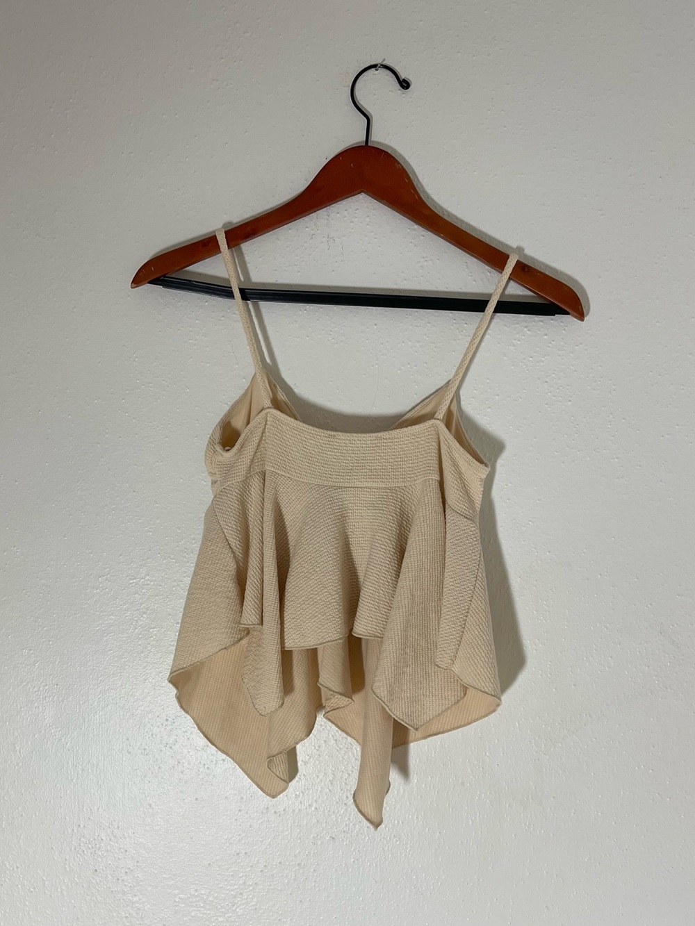 gaze Cream Tie-Front Handkerchief Hem Camisole - Picture 2 of 6